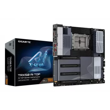 Płyta główna GIGABYTE TRX50 AI TOP-2B - AMD Ryzen Threadripper PRO 7000, 16+8+4 fazy cyfrowego VRM, do 5200 MHz DDR5, 4xPCIe 5.0 M.2, Wi-Fi 7, 10 GbE LAN, USB 4