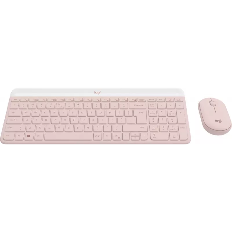 LOGITECH Bezprzewodowy zestaw klawiatury i myszy Slim MK470 - Różowy QWERTY US/INT