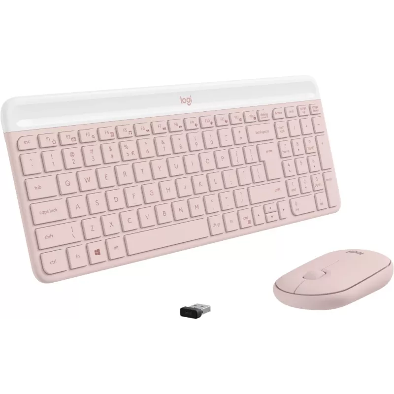 LOGITECH Bezprzewodowy zestaw klawiatury i myszy Slim MK470 - Różowy QWERTY US/INT