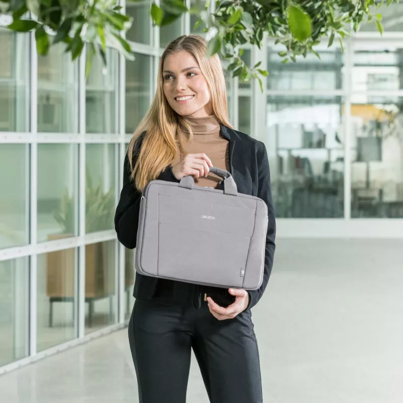 DICOTA Eco cienki Case Base - etui na notebook 11-12.5 cala - szare / poliester 300d z recyklingowanego PET