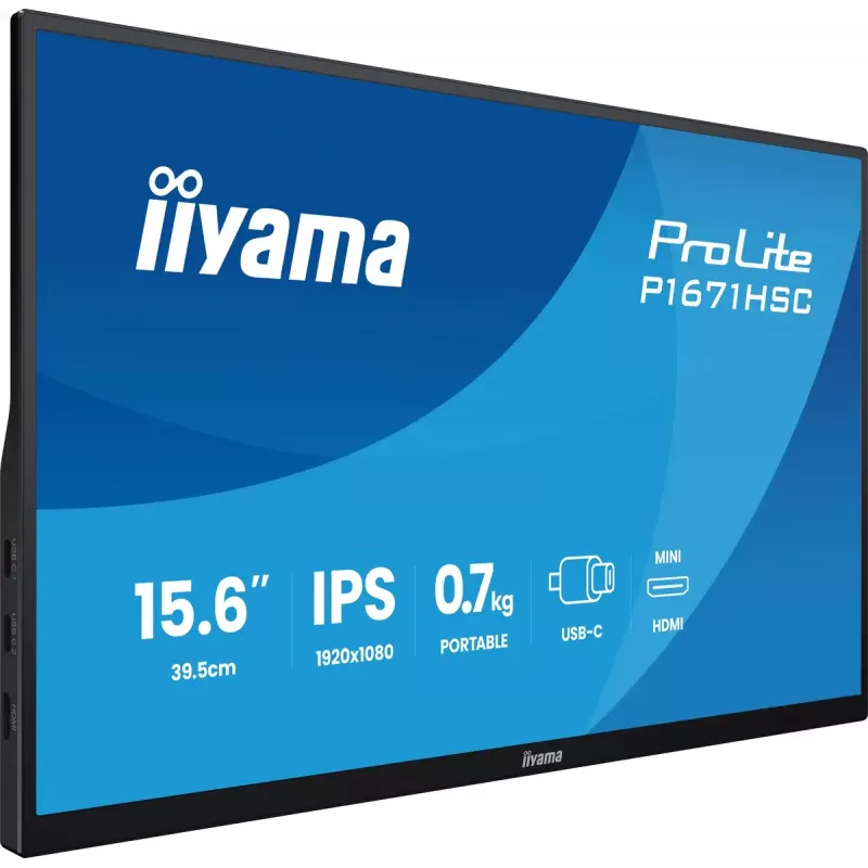 Monitor komputerowy iiyama ProLite P1671HSC-B1 39,6 cm (15,6 cala) 1920 x 1080 pikseli Full HD LED Czarny