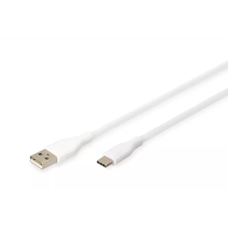 DIGITUS USB-C silikonowy kabel do ładowania USB-A - USB-C USB 2.0 60W - 2m Biały