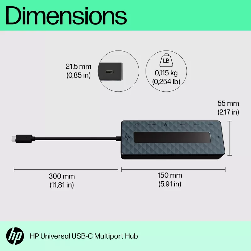 HP Universal USB-C Multiport Hub USB 3.2 Gen 1 Type-C Czarny