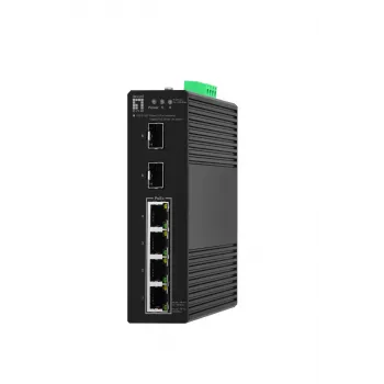 Przełącznik LevelOne Hilbert 6-portowy przemysłowy Gigabit PoE Smart Lite, 2 x SFP, 4 wyjścia PoE, 802.3at/af PoE
