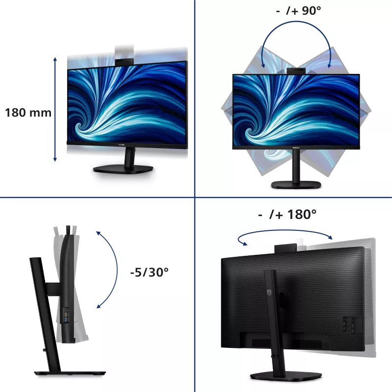 Philips 3000 series 32B2U3601H/00 monitor komputerowy 80 cm (31,5 cala) 2560 x 1440 pikseli Quad HD LCD Czarny