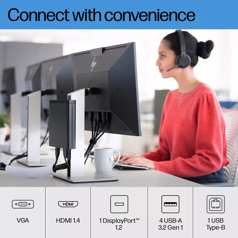 Monitor HP E-Series E24 G4 FHD, 60,5 cm (23,8 cala), 1920 x 1080 pikseli, Full HD, LCD, 5 ms, Czarny