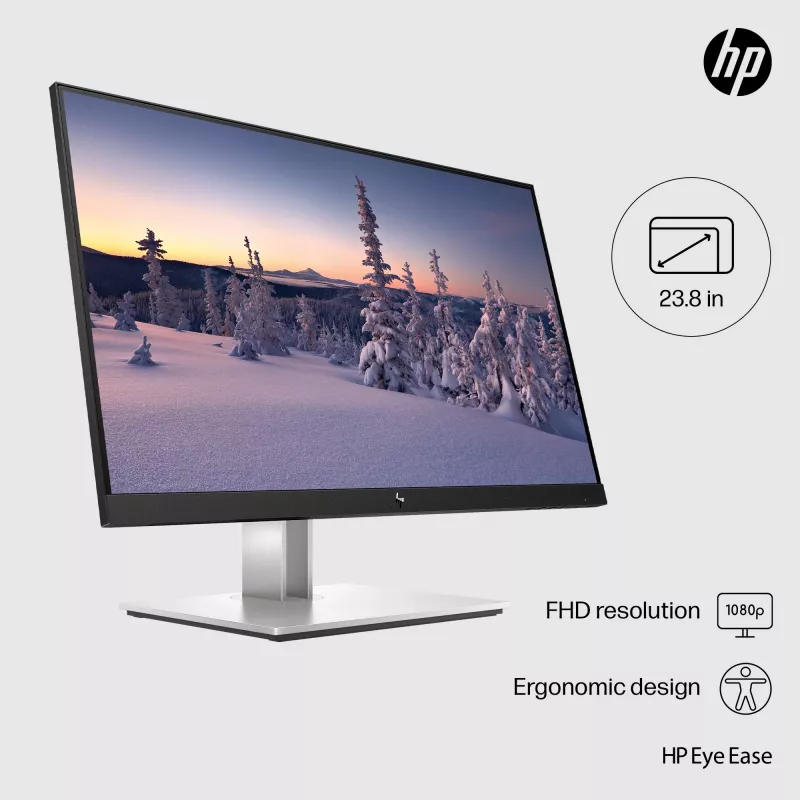 Monitor HP E-Series E24 G4 FHD, 60,5 cm (23,8 cala), 1920 x 1080 pikseli, Full HD, LCD, 5 ms, Czarny