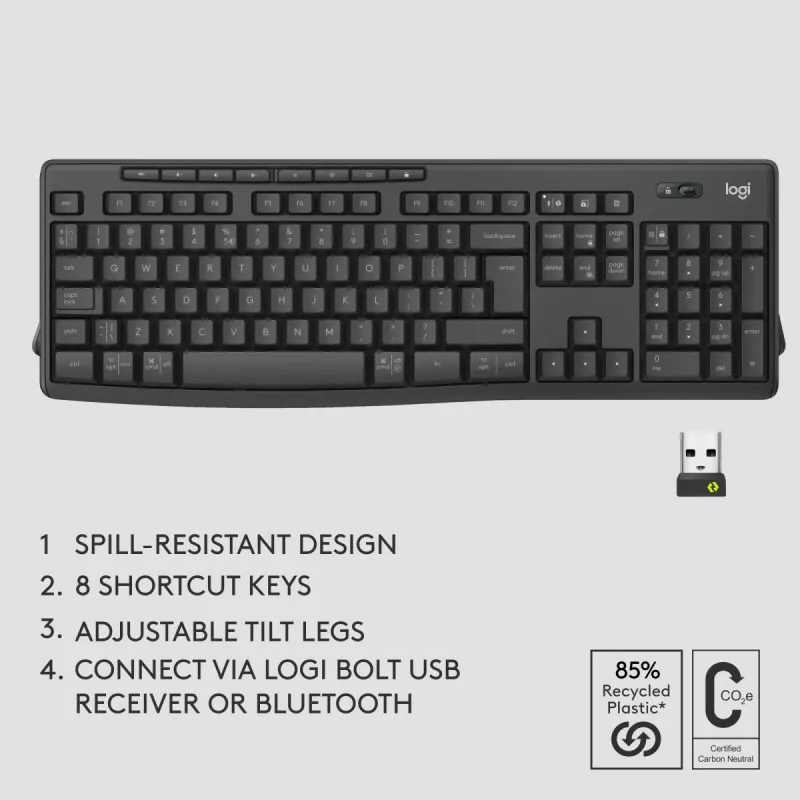 Logitech MK370 Combo for Business – Bezprzewodowa klawiatura i mysz pełnowymiarowa