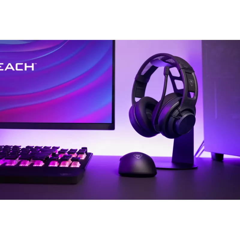 Bezprzewodowy zestaw słuchawkowy do gier PC Turtle Beach Atlas Air Wireless Open Back z 24-bitowym dźwiękiem hi-fi, studyjnym mikrofonem, pływającą muszlą, poduszkami z pianki memory i łącznością Bluetooth dla PC