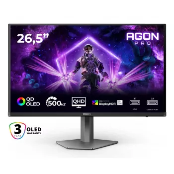 Monitor komputerowy AOC AGON PRO AG276QKD2 67,3 cm (26,5 cala) 2560 x 1440 pikseli Quad HD QD-OLED Czarny, Szary