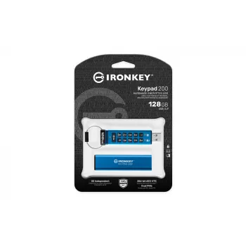 Kingston Technology IronKey 128GB Keypad 200, FIPS 140-3 Lvl 3 AES-256 Hardware Encrypted