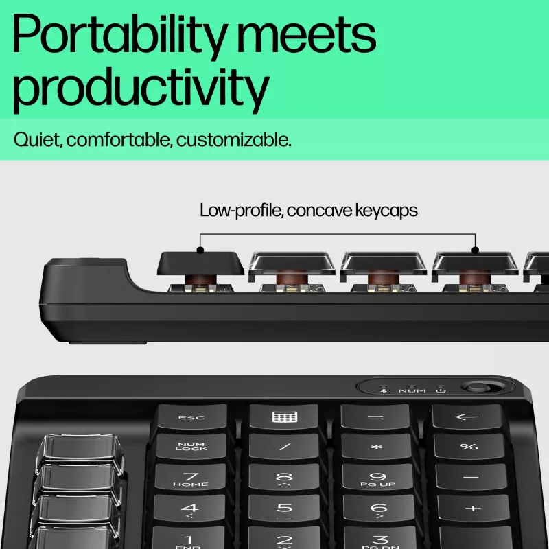 HP 435 Programowalna Klawiatura Numeryczna Bezprzewodowa, Bluetooth, Czarna