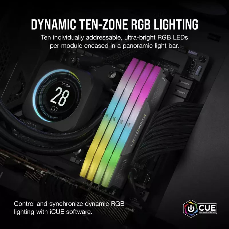 Corsair Vengeance RGB, DDR5-5200, CL40, AMD EXPO - 32 GB Dual-Kit, Grau