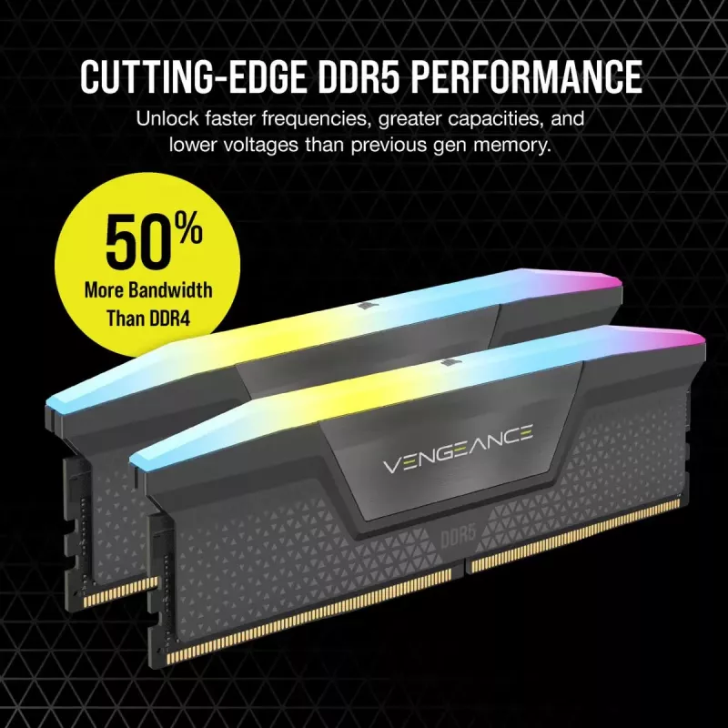 Corsair Vengeance RGB, DDR5-5200, CL40, AMD EXPO - 32 GB Dual-Kit, Grau