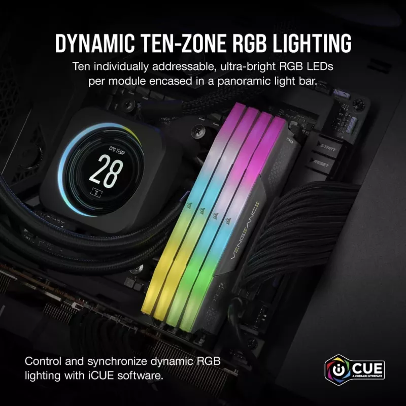 Pamięć CORSAIR 64 GB (2x32 GB) DDR5 DRAM 5200 MT/s CL40 AMD Expo i Intel XMP Zestaw Pamięci Vengeance RGB
