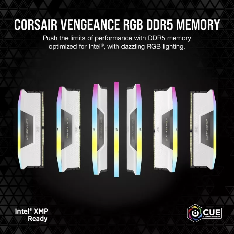CORSAIR Memory 64GB DDR5 (2x32GB) Dram 5200MT/s CL40 Memory Kit Vengeance RGB biały