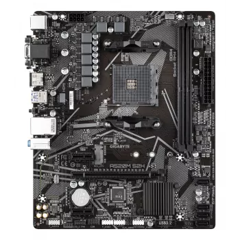 Płyta główna GIGABYTE A520M S2H — obsługa procesorów AMD Ryzen serii 5000 AM4, 4+3 fazowa czysto cyfrowa sekcja VRM, do 5100 MHz DDR4 (OC), PCIe 3.0 x4 M.2, LAN GbE, USB 3.2 Gen 1