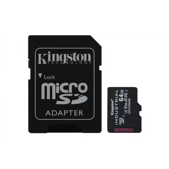 Kingston Technology 64 GB microSDXC Industrial C10 A1 pSLC + adapter SD
