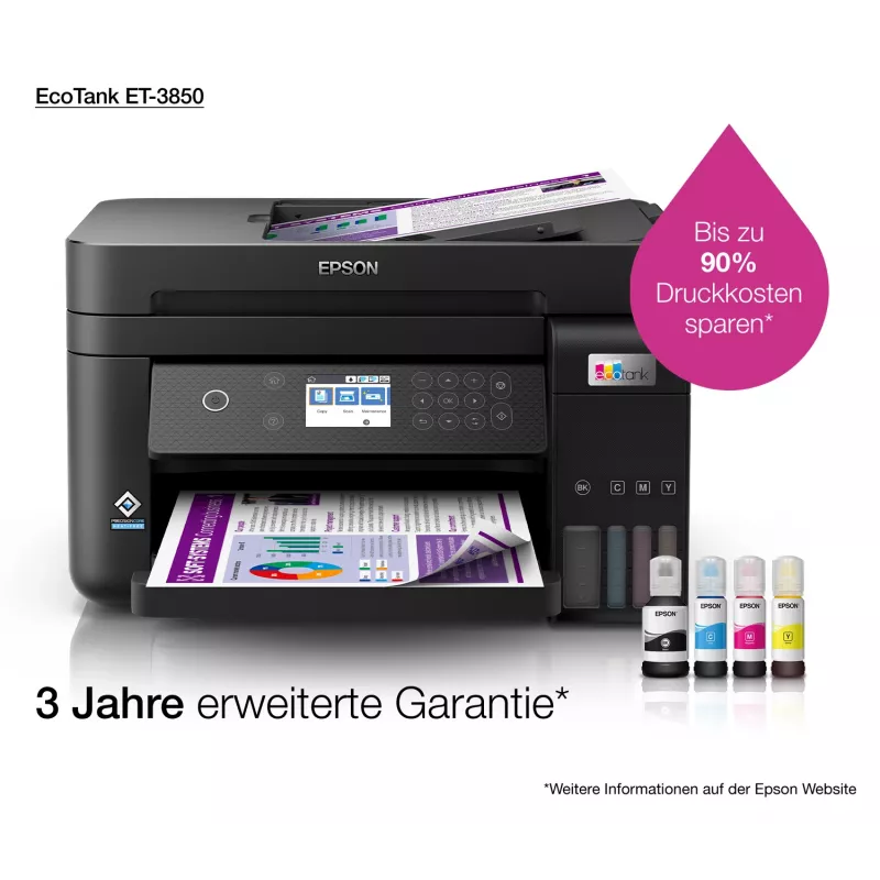 Epson EcoTank ET-3850 Atramentowa A4 4800 x 1200 DPI 33 ppm Wi-Fi