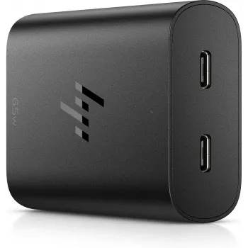 HP 600Q7AA ładowarka do laptopa GaN USB-C 65 W, 2× USB-C, 20 V, czarna