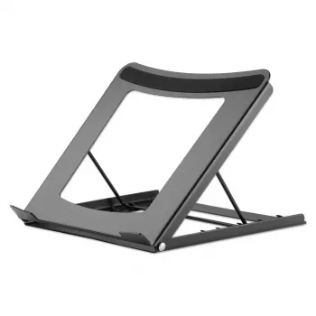 Podstawka pod laptopa i tablet Manhattan, regulowana (5 pozycji), odpowiednia dla wszystkich tabletów i laptopów do 15,6 cala, przenośna i lekka, stalowa, czarna, dożywotnia gwarancja