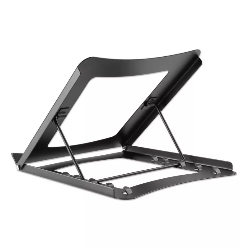 Podstawka pod laptopa i tablet Manhattan, regulowana (5 pozycji), odpowiednia dla wszystkich tabletów i laptopów do 15,6 cala, przenośna i lekka, stalowa, czarna, dożywotnia gwarancja