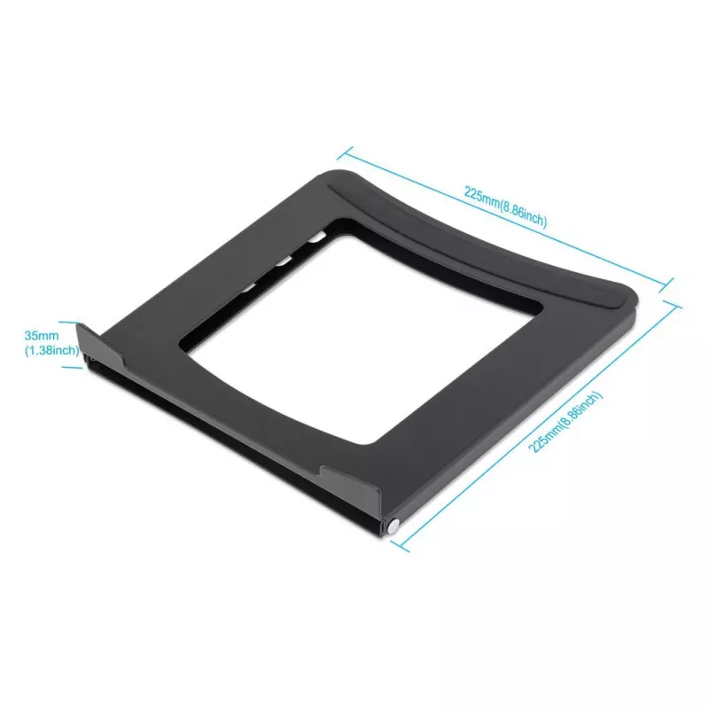 Podstawka pod laptopa i tablet Manhattan, regulowana (5 pozycji), odpowiednia dla wszystkich tabletów i laptopów do 15,6 cala, przenośna i lekka, stalowa, czarna, dożywotnia gwarancja