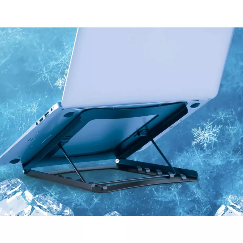 Podstawka pod laptopa i tablet Manhattan, regulowana (5 pozycji), odpowiednia dla wszystkich tabletów i laptopów do 15,6 cala, przenośna i lekka, stalowa, czarna, dożywotnia gwarancja