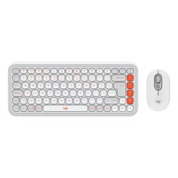 Logitech POP Icon Combo Klawiatura Mysz Uniwersalna Bluetooth QWERTY US International Pomarańczowo-Biała