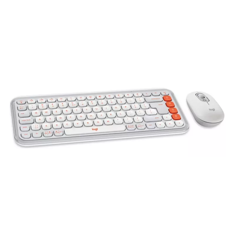 Logitech POP Icon Combo Klawiatura Mysz Uniwersalna Bluetooth QWERTY US International Pomarańczowo-Biała