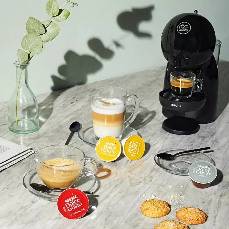 Ekspres do kawy Krups Piccolo XS KP1A3B, zbiornik na wodę 0,8 l, kapsułki Dolce Gusto, 1600 W, blat, czarny