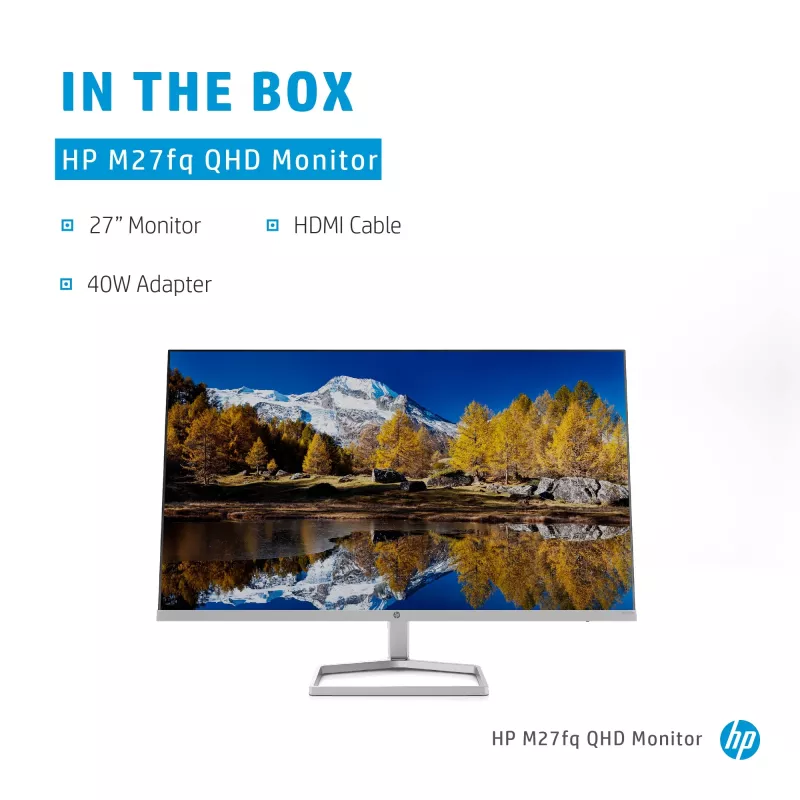 Monitor HP M27fq 27 cali Quad HD 2560x1440 IPS LCD, 300 cd/m², 75 Hz, 5 ms, Srebrny