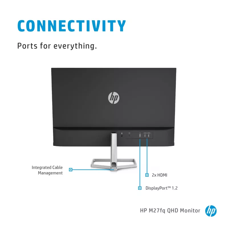 Monitor HP M27fq 27 cali Quad HD 2560x1440 IPS LCD, 300 cd/m², 75 Hz, 5 ms, Srebrny
