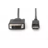 adapter kablowyowy DIGITUS DisplayPort, DP - DVI (24+1) M/M, 2 m z blokadą, zgodny z DP 1.2, czarny CE
