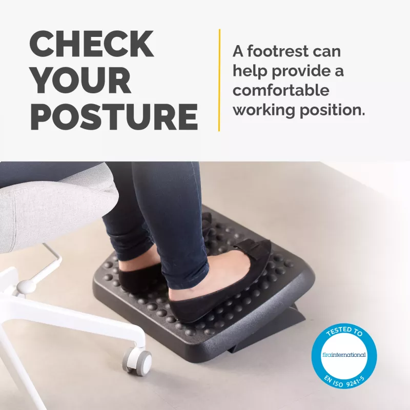 Podnóżek Fellowes Standard ergonomiczne podparcie stóp pod biurko, czarny, z regulacją wysokości, szerokość 330 mm