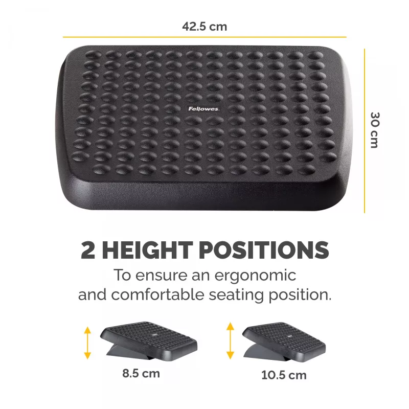 Podnóżek Fellowes Standard ergonomiczne podparcie stóp pod biurko, czarny, z regulacją wysokości, szerokość 330 mm