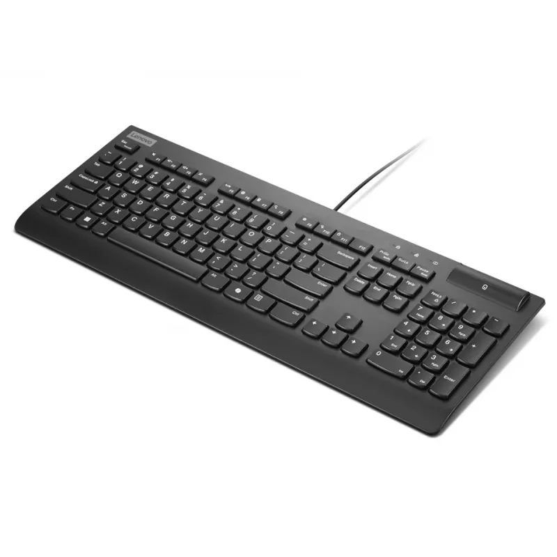 Przewodowa pełnowymiarowa klawiatura ze smartcardem Lenovo Smartcard Wired II — układ niemiecki, USB, 106 klawiszy, czarna