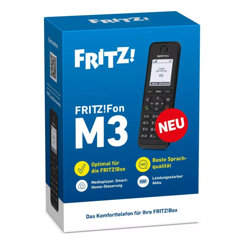 Telefon DECT FRITZ Fon M3 bezprzewodowa słuchawka identyfikacja dzwoniącego czarny