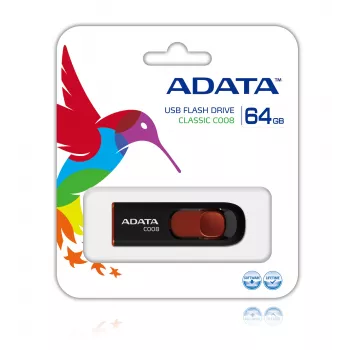 ADATA C008 64GB Pamięć USB USB Type-A 2.0 Czarny, Czerwony