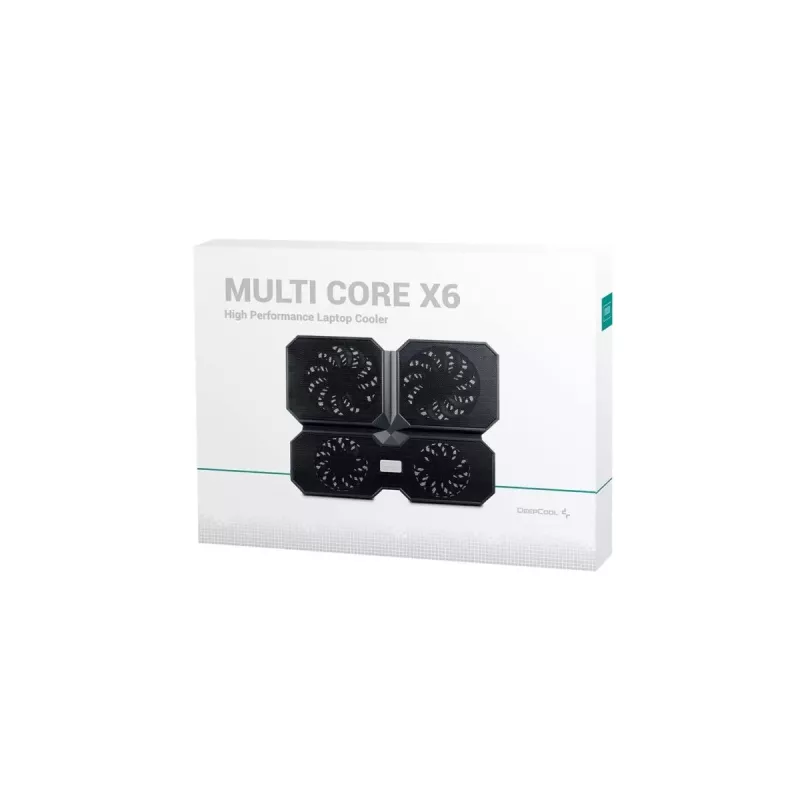 Podkładka chłodząca DeepCool MULTI CORE X6 — 4 wentylatory, do laptopów 15,6 cala, zasilana przez USB, 380×295×24 mm, 2 porty USB