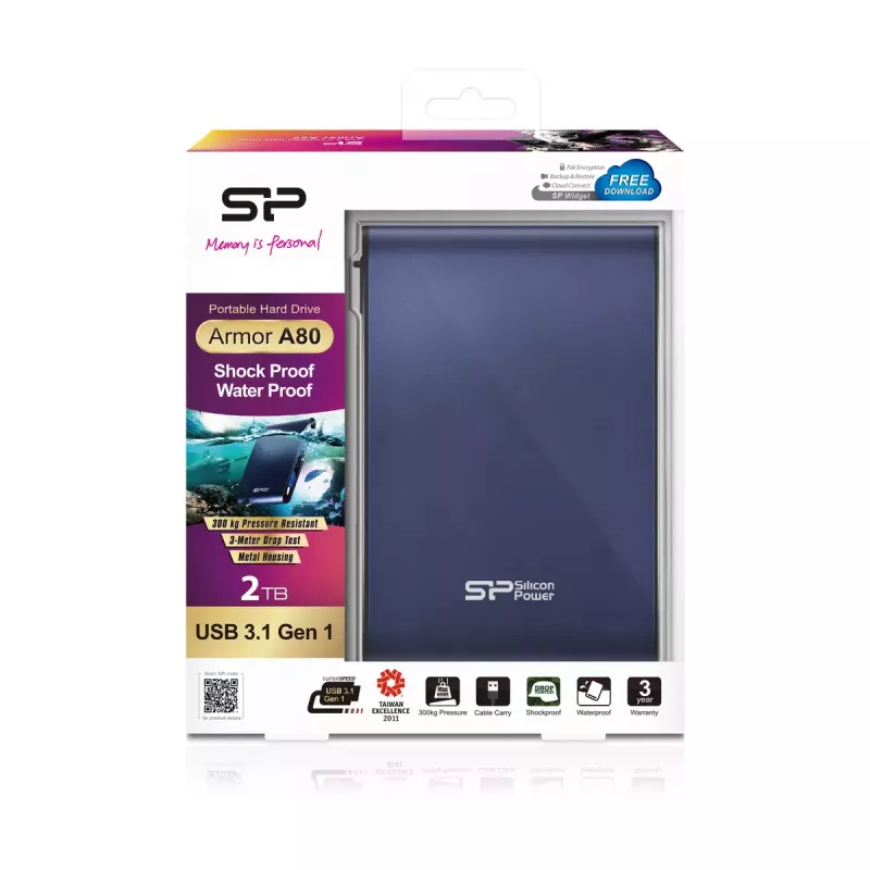 Zewnętrzny dysk twardy Silicon Power 2 TB USB 3.2 Armor A80