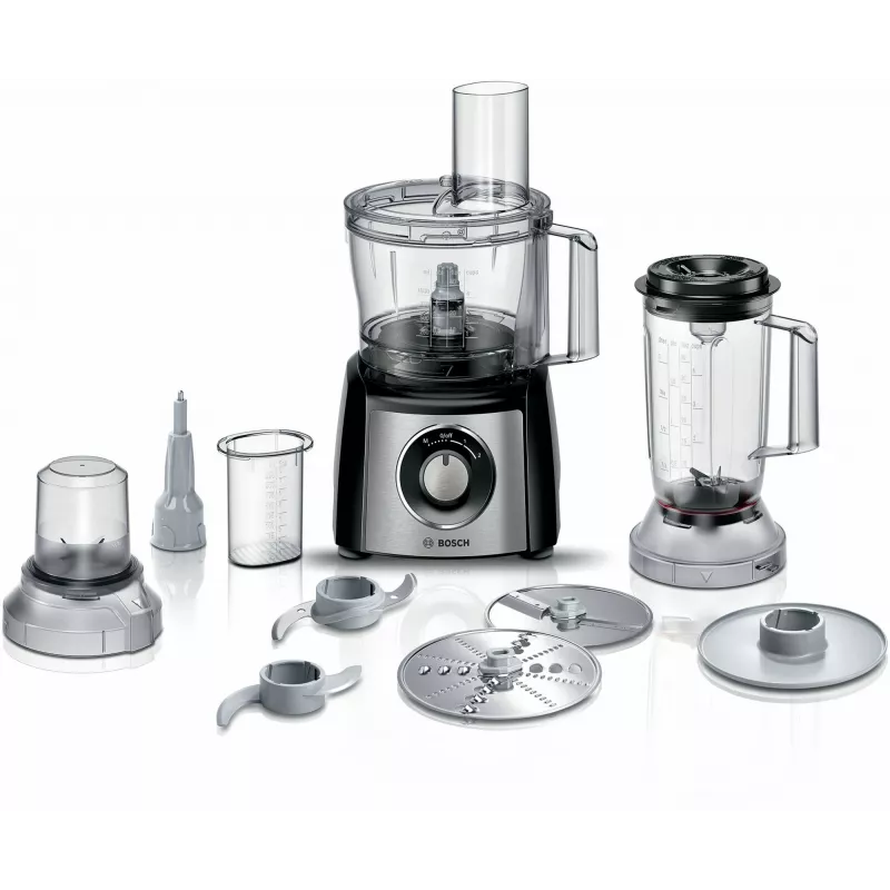 Robot kuchenny Bosch MCM3501M — 800 W, misa 2,3 l, czarny, 2 prędkości, funkcja pulsacyjna, blender i mini rozdrabniacz