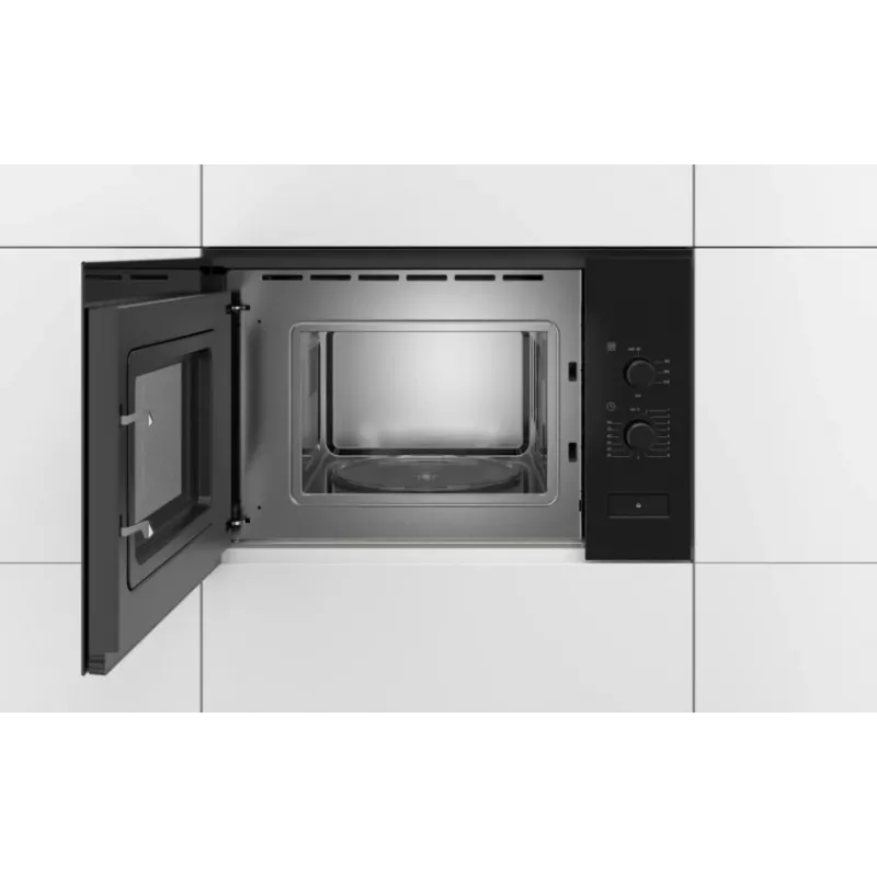 Kuchenka mikrofalowa do zabudowy Bosch Serie 4 BFL520MB0 — 800 W, 20 l, sterowanie pokrętłem, czarna
