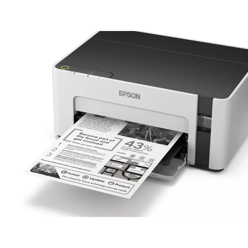 Drukarka atramentowa Epson EcoTank ET‑M1100 — monochromatyczna, A4, 32 str./min, 1440×720 dpi, zintegrowany zbiornik tuszu, USB 2.0, szary/czarny