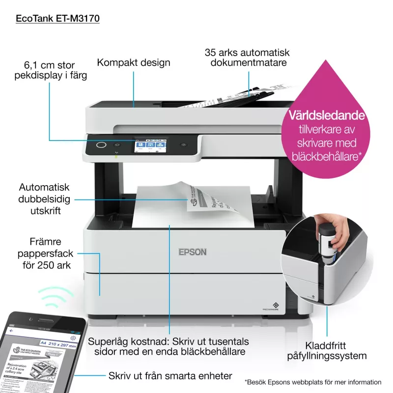Drukarka wielofunkcyjna Epson EcoTank ET-M3170 atramentowa monochromatyczna