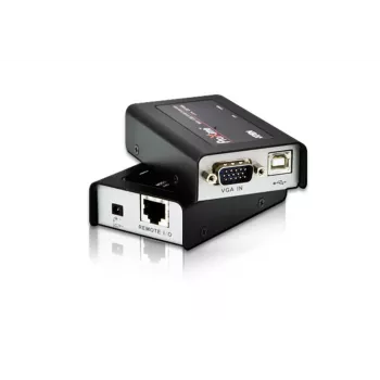 ATEN MINI USB VGA KVM Extender (100m), Nadajnik i odbiornik, Przewodowy, 100 m, Cat5, 1920 x 1200 pikseli, Czarny