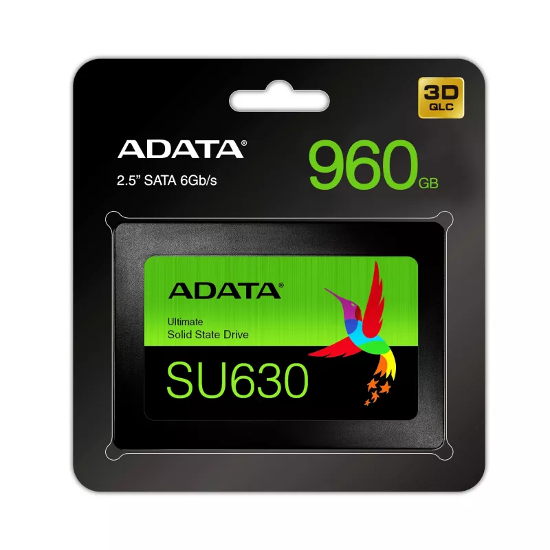 2.5-calowy dysk SSD SATA ADATA Ultimate SU630 480 GB — 520/450 MB/s, QLC 3D NAND, format 2.5 cala