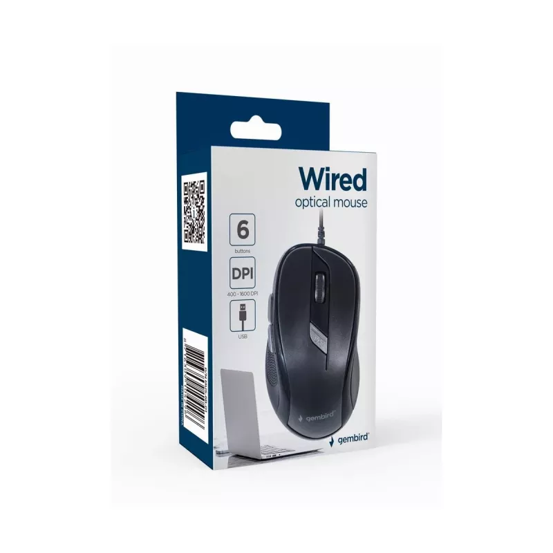 Mysz optyczna GEMBIRD MUS-6B-01 – 6 przycisków, kółko, USB, czarna