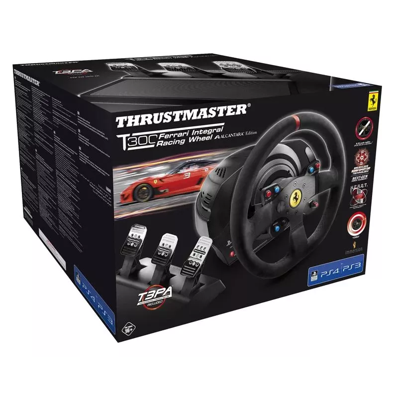 Thrustmaster T300 Ferrari Integral Racing Wheel Alcantara Edition Czarna Kierownica + Pedały Analogowe / Cyfrowe PC, PlayStation 4, Playstation 3
