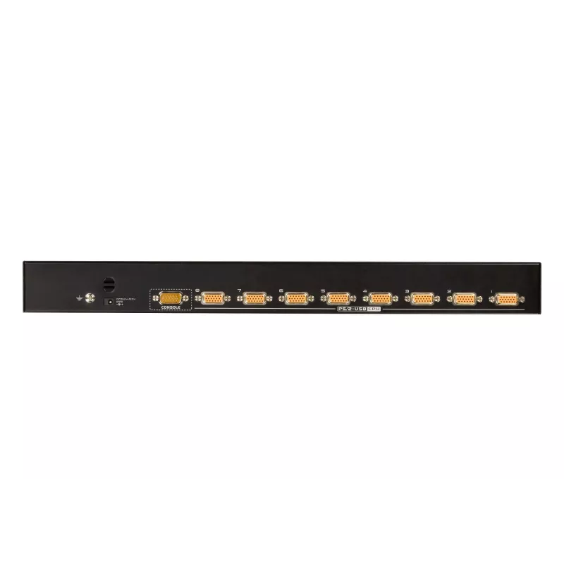 Przełącznik KVM ATEN 8-portowy USB - PS/2 VGA, 2048 x 1536 pikseli, QXGA, montaż w szafie, 5 W, 1U, czarny